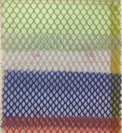 DG-GZ TPU夾網布  透明六角夾網  密度：60  成份：PVC  克重：500G  紗支：100   後面照